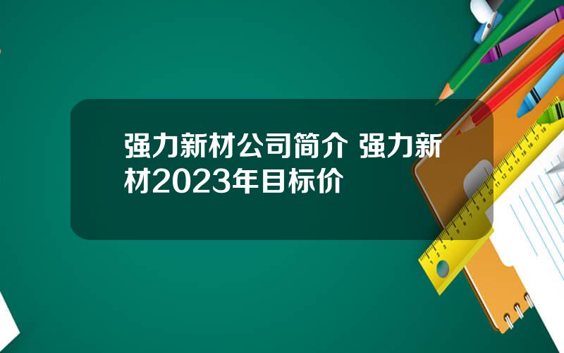 强力新材公司简介 强力新材2023年目标价